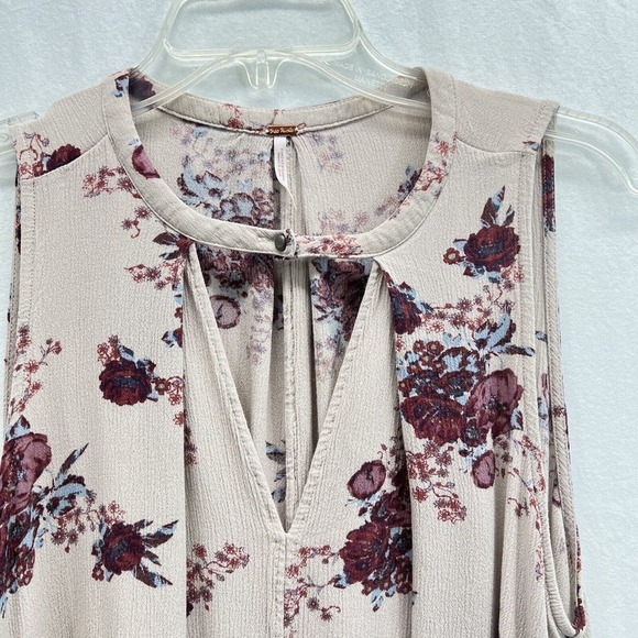 Free People Tree Swing Mini Dress Tunic S Boho Floral Lightweight Sleeveless - Picture 3 of 13